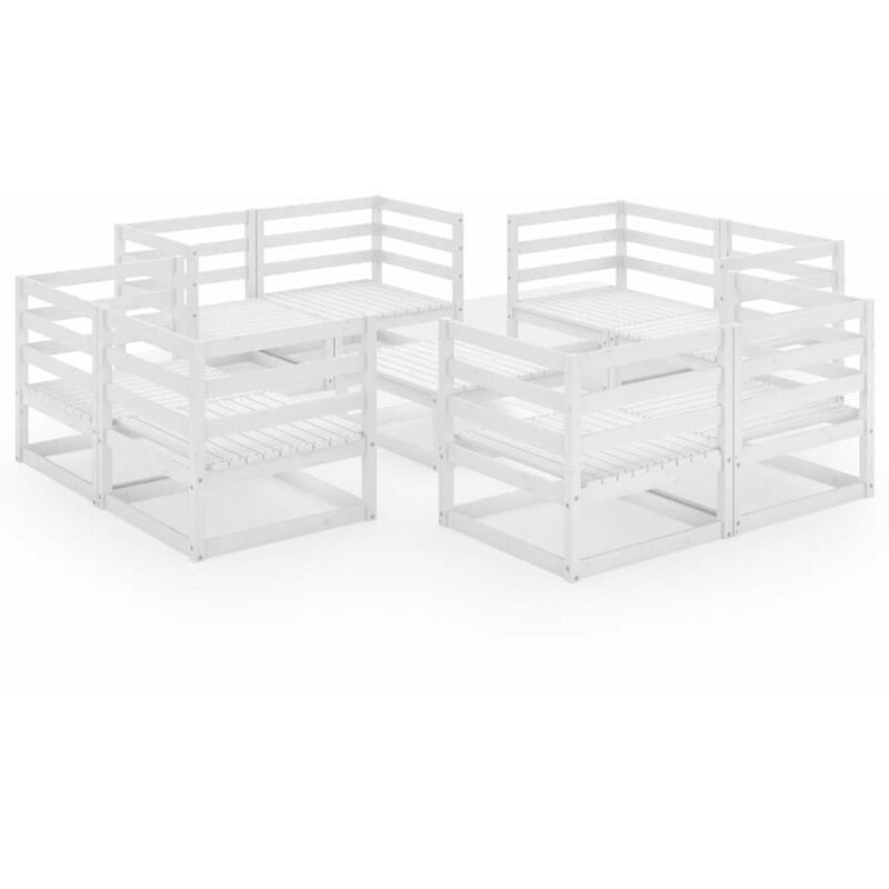 

Happyshopping - Set de salon de jardin de 9 piezas blanco madera maciza pino