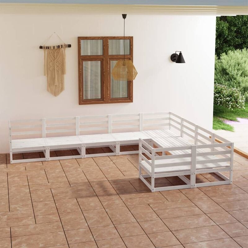 

Set de salón de jardín de 9 piezas madera maciza de pino
