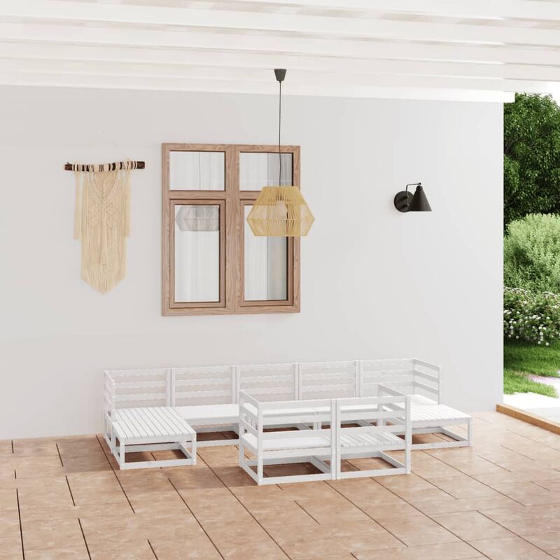 

Set de salón de jardín de 9 piezas madera maciza de pino