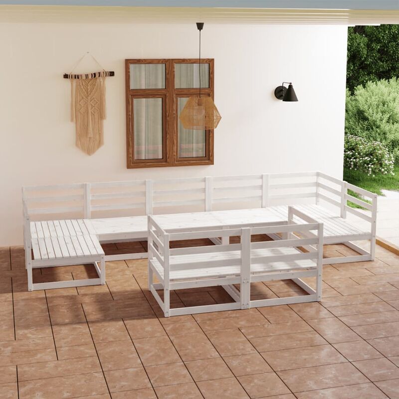 

Set de salón de jardín de 9 piezas madera maciza de pino
