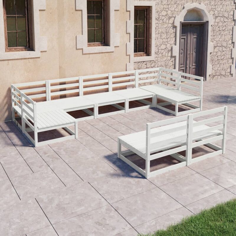 

Set de salón de jardín de 9 piezas madera maciza de pino
