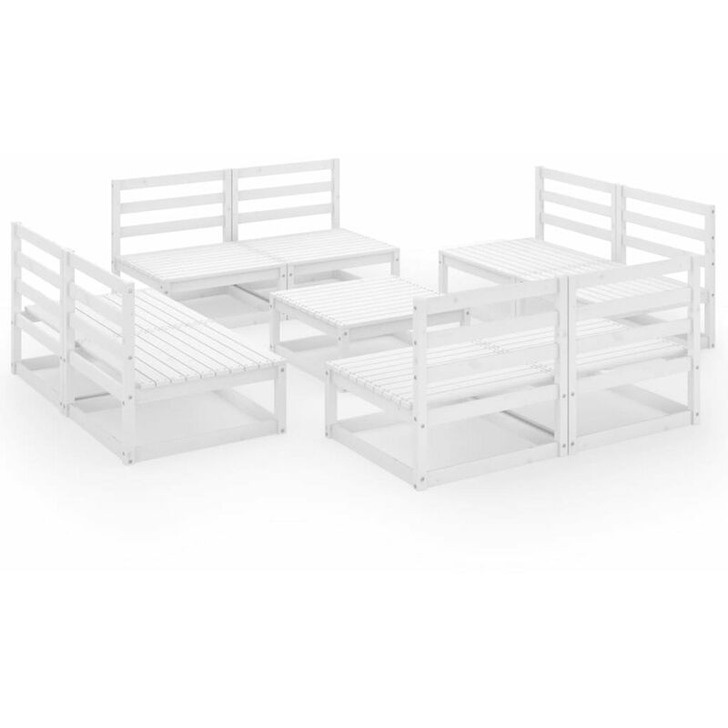 

Set de salon de jardin de 9 pzas blanco madera maciza de pino