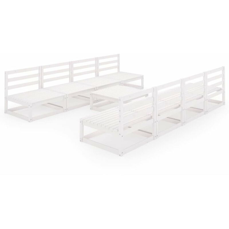 

Set de salon de jardin de 9 pzas blanco madera maciza de pino