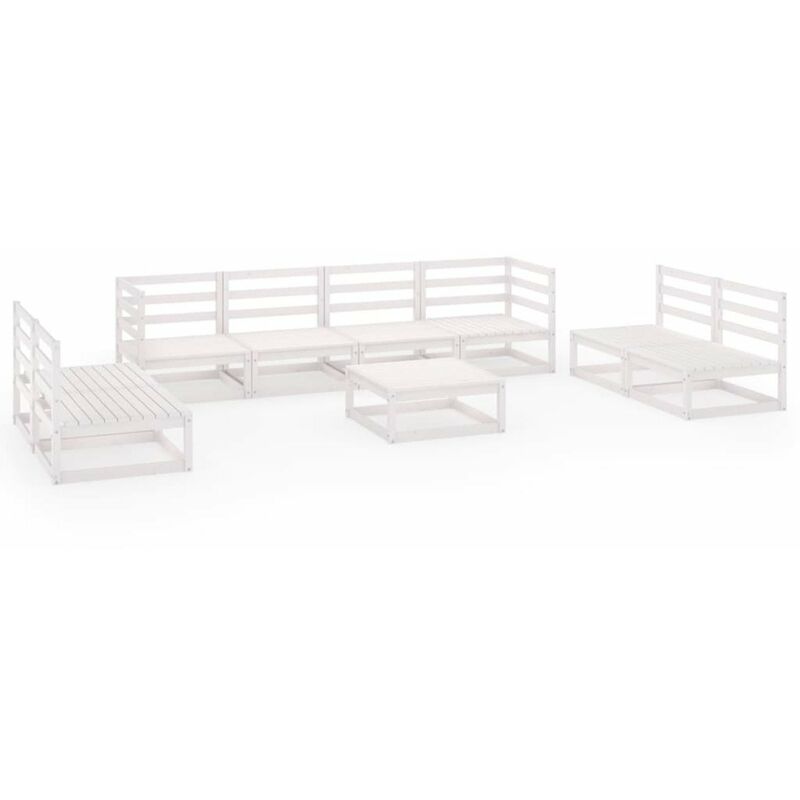 

Set de salon de jardin de 9 pzas blanco madera maciza de pino