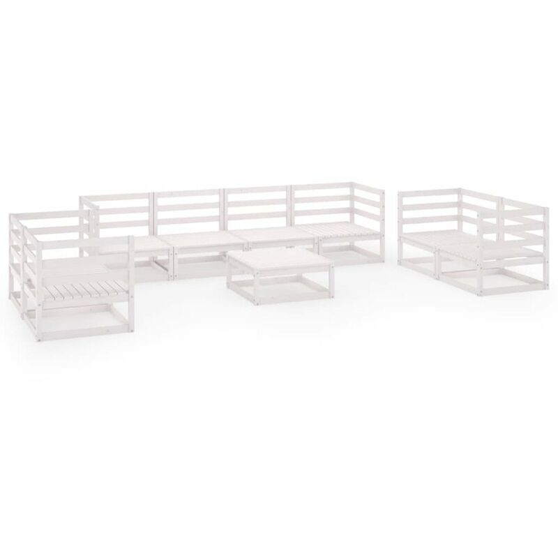 

Set de salon de jardin de 9 pzas blanco madera maciza de pino