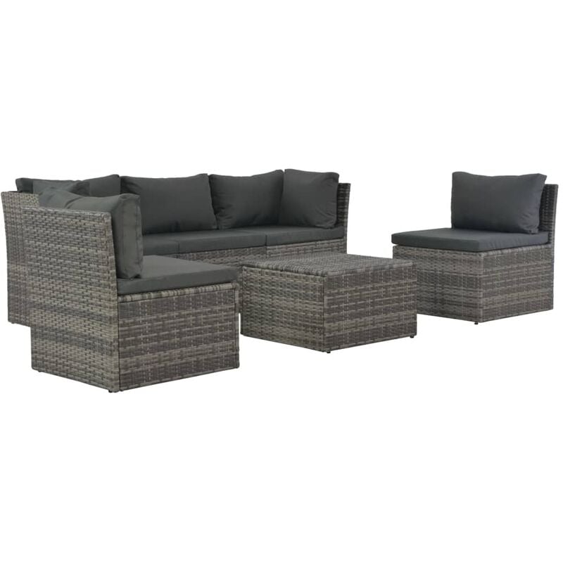 

vidaXL Set de salón para jardín 4 pzs y cojines ratán sintético gris - Gris