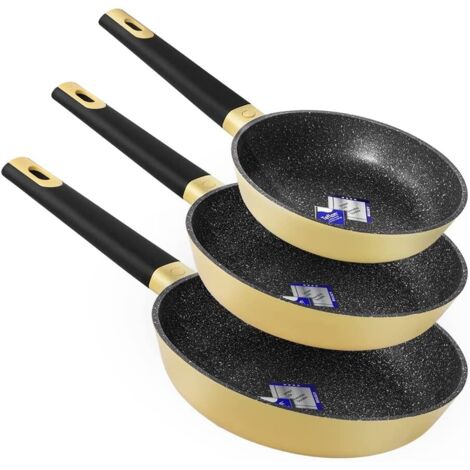 Set de Sartenes 18-22-26  cm  de aluminio fundido de alta calidad con 5 capas y revestimiento Select Teflon® Nonstick Coating  libre de PFOA,  fondo difusor de calor Full Induction.