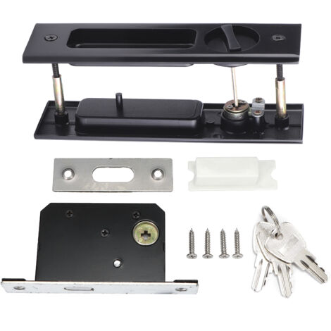 Set de Serrure Poignée Latch Zinc Alloy Noir pour Portes Coulissantes Salle de Bain Balcon Armoire