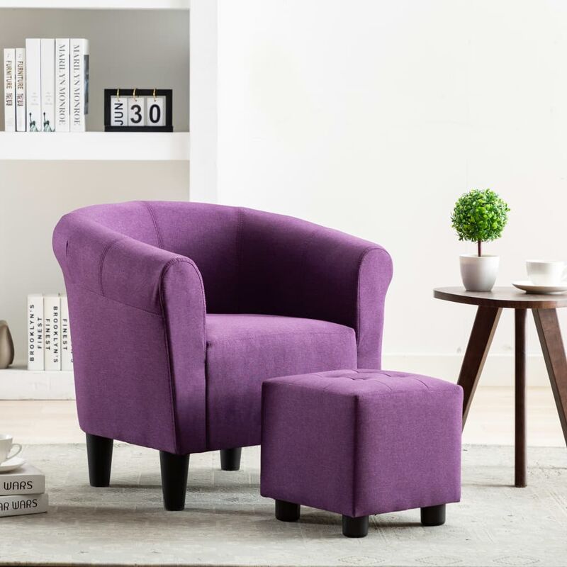 

Set de sillón con taburete reposapiés 2 piezas tela morado - Púrpura