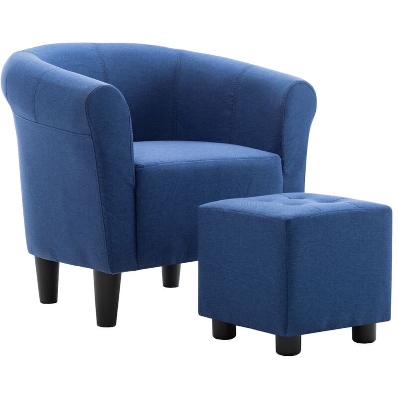 

Happyshopping - Set de sillon con taburete reposapies 2 piezas tela azul