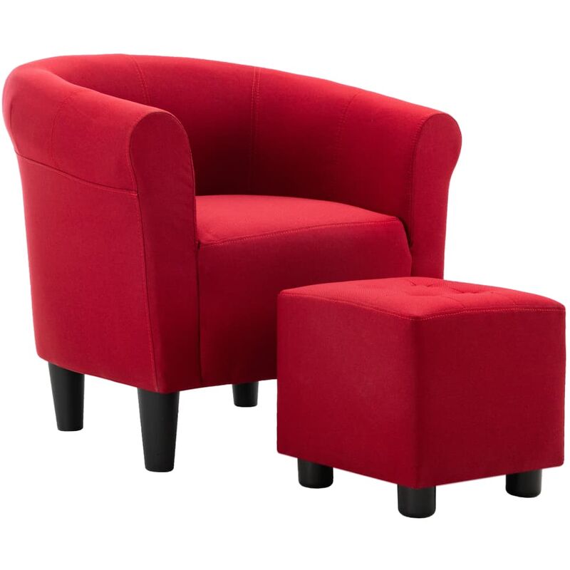 

Set de Sillón con Taburete Reposapiés 2 Piezas Tela Rojo Vino - Rojo - Vidaxl