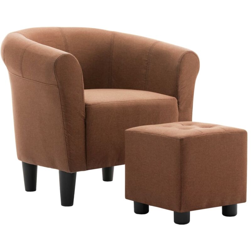 

Set de Sillón con Taburete Reposapiés 2 Piezas Tela Marrón - Marrón - Vidaxl