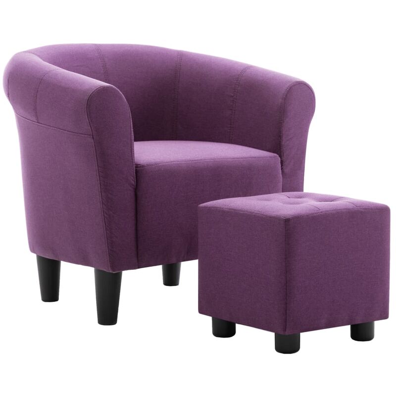 

vidaXL Set de Sillón con Taburete Reposapiés 2 Piezas Tela Morado - Púrpura