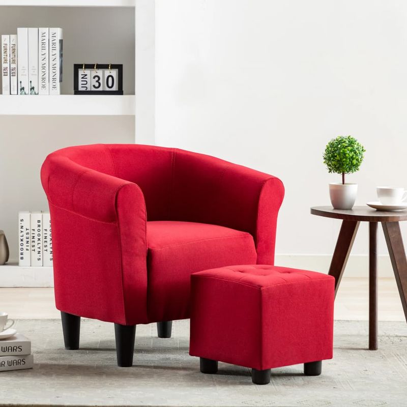 

Set de sillon con taburete reposapies 2 piezas tela rojo vino