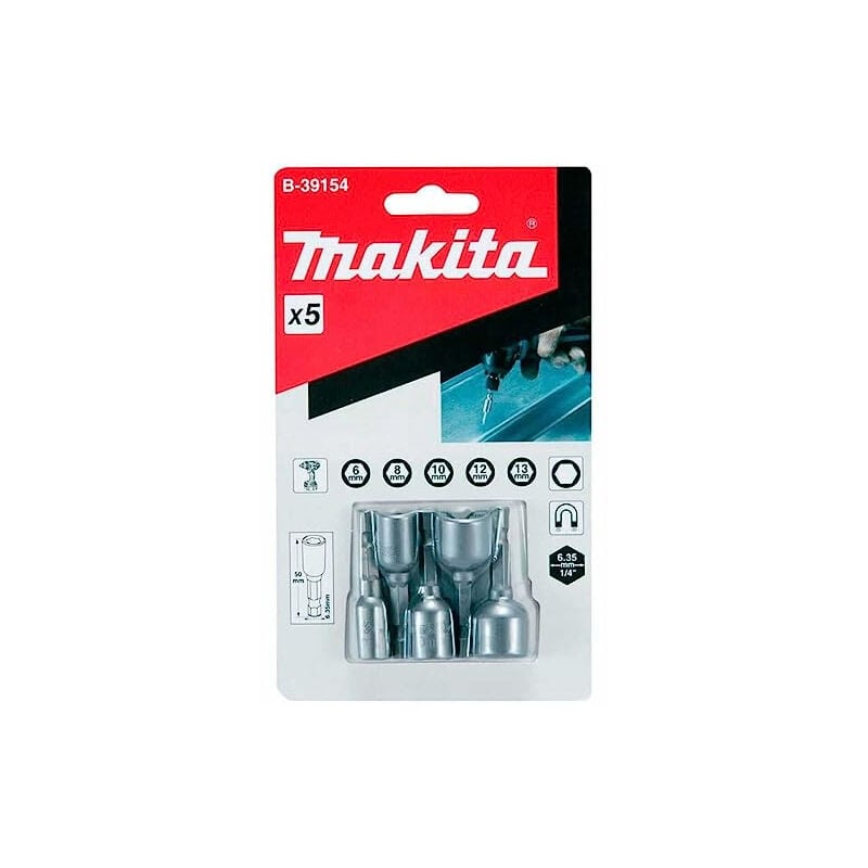 Makita - B-39154 jeu de 5 douilles 1/4''