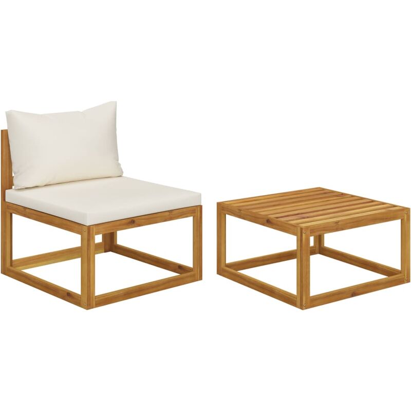 

Set de sofá de jardín 2 pzas con cojín madera maciza de acacia