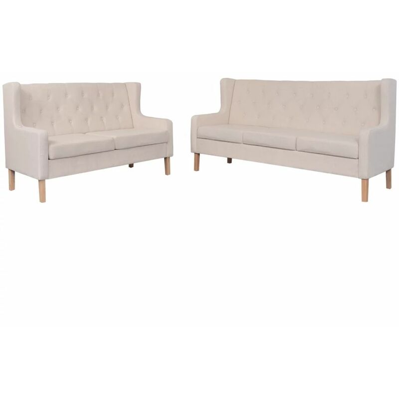 

Set de sofas 2 piezas de tela color blanco crema
