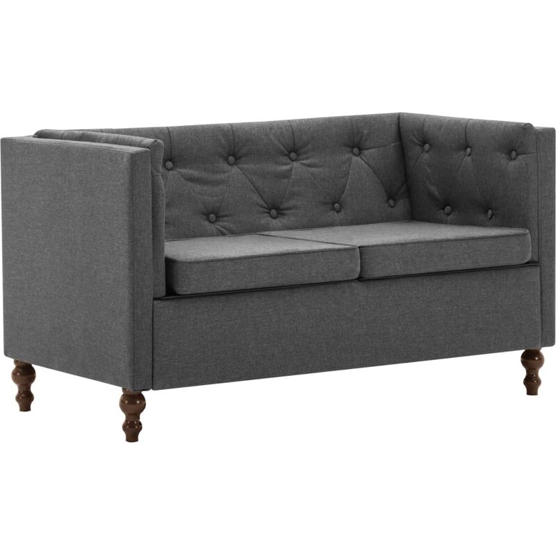 

vidaXL Sofá Chesterfield con Tapizado de Tela de 2 Plazas Gris Oscuro - Gris