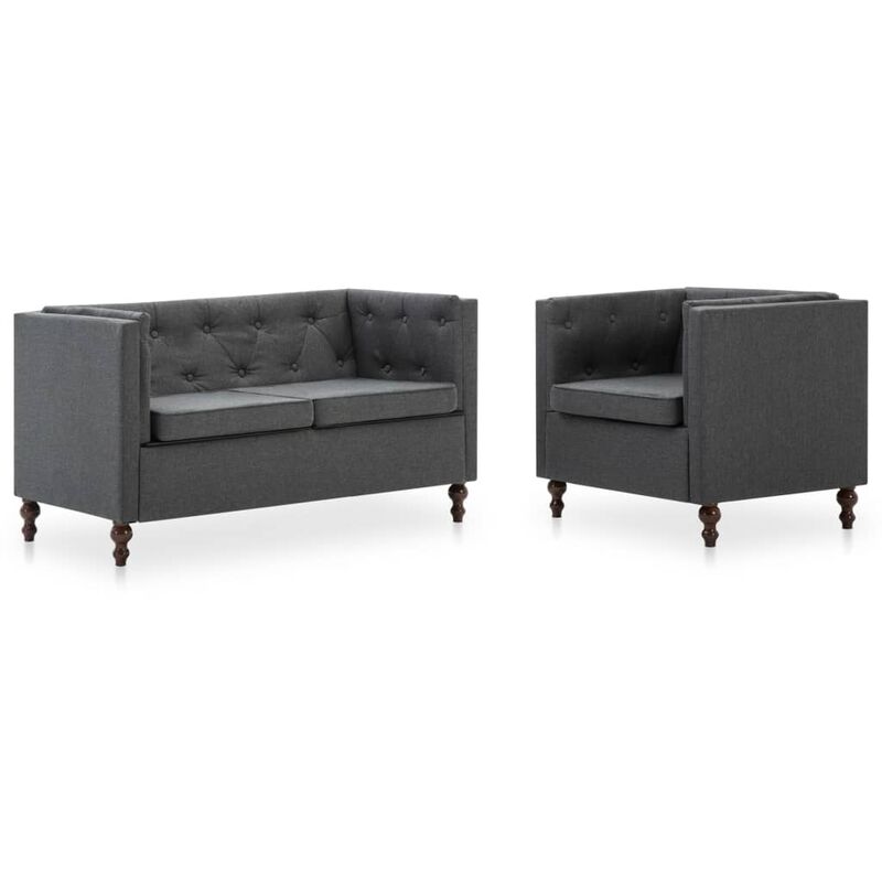 

Sofá Chesterfield con Tapizado de Tela 1 Pieza 2 Piezas Gris Oscuro - Gris - Vidaxl