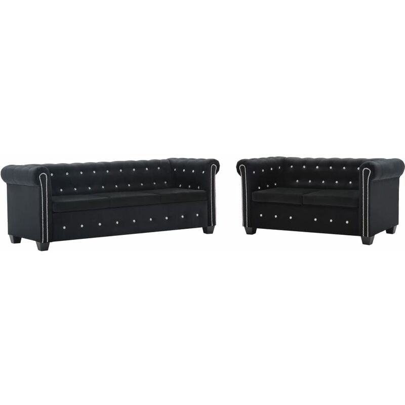 

Set de sofás Chesterfield 2 pzas tapicería de terciopelo negro