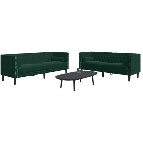 Set de sofás Chesterfield con cojines 2 piezas terciopelo verde