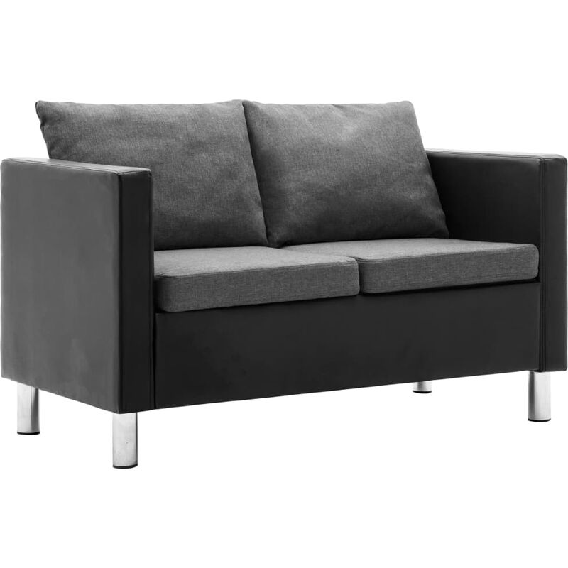 

Sofá de Cuero Sintético de 2 Plazas Negro y Gris Claro - Negro - Vidaxl