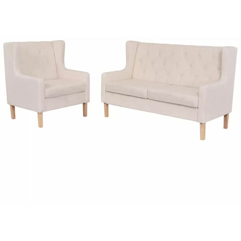 

Happyshopping - Set de sofas de 2 piezas de tela color blanco crema