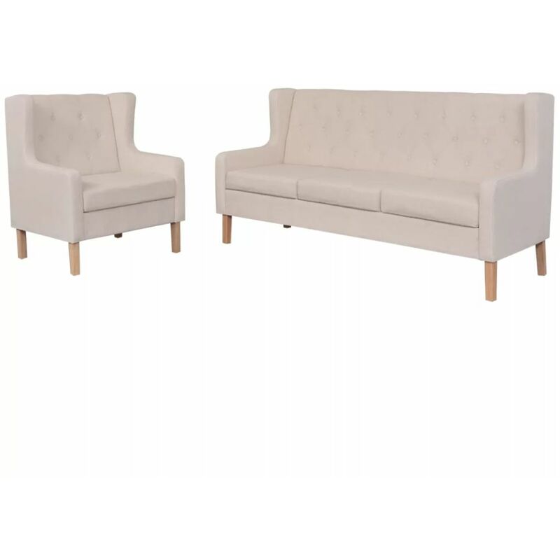 

Set de sofas de 2 piezas de tela color blanco crema