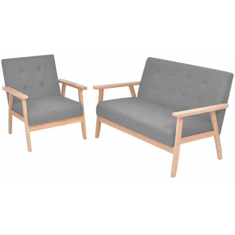 

Set de sofás de 2 piezas de tela gris claro