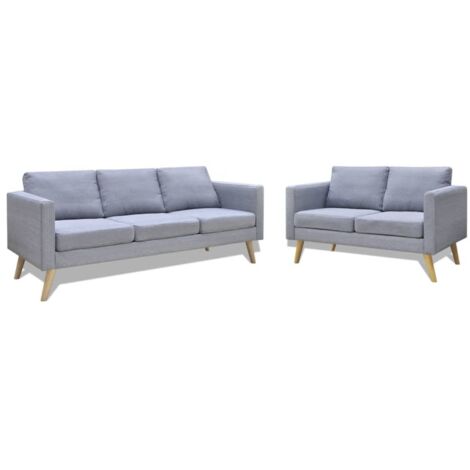 Set de sofás de 2 y 3 plazas de tela gris claro vidaXL