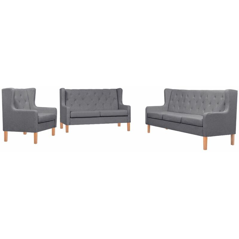 

Set de sofás de 3 piezas de tela gris