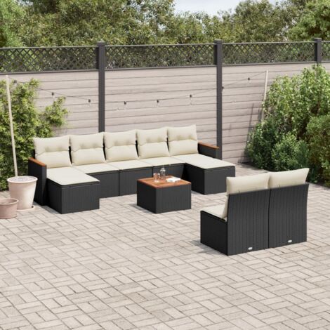 Set de sofás de jardín 10 pzas cojines ratán sintético negro vidaXL