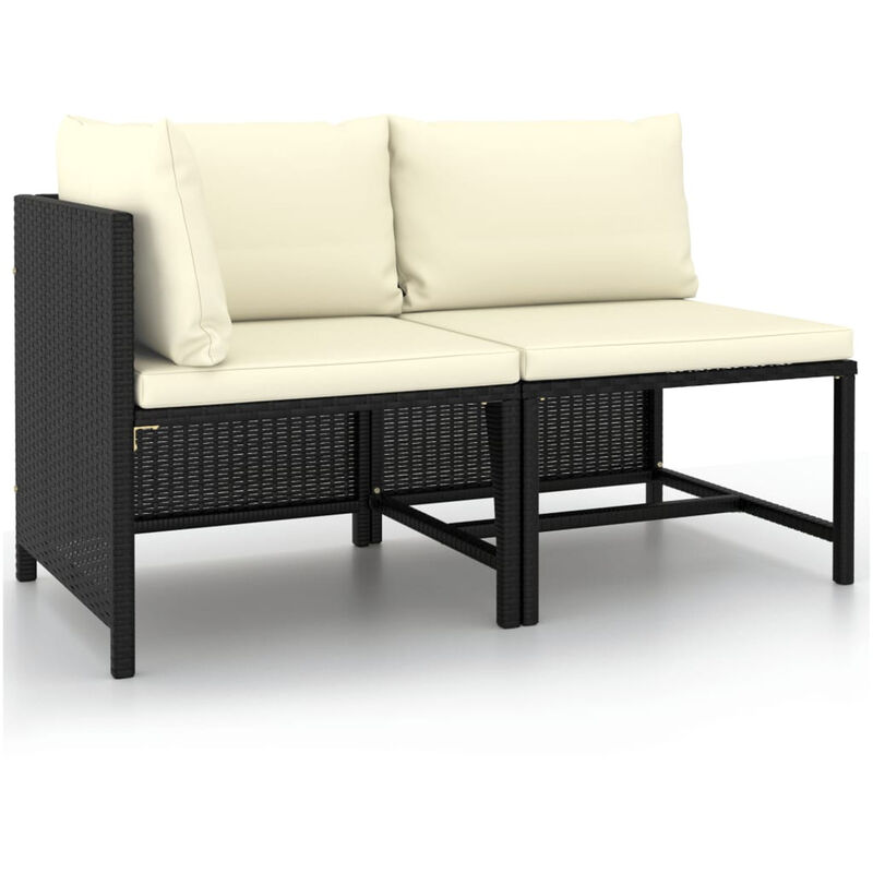 

Set de sofas de jardin 2 piezas y cojines ratan sintetico negro