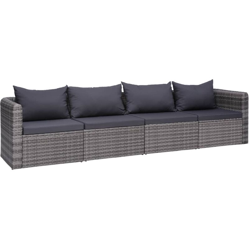 

Set de sofas de jardin 4 piezas y cojines ratan sintetico gris