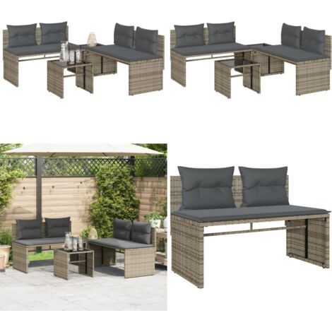 Set de sofás de jardín 4 pzas y cojines ratán sintético gris - Cojines para sofás - Muebles de jardín
