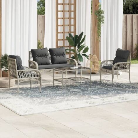 Set de sofás de jardín 4 pzas y cojines ratán sintético gris vidaXL