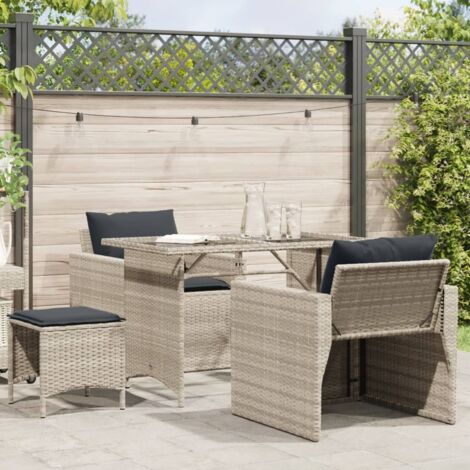Set de sofás de jardín 4 pzas y cojines ratán sintético gris vidaXL