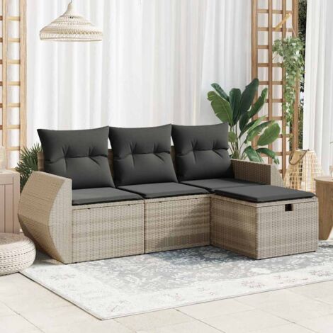 Set de sofás de jardín 4 pzas y cojines ratán sintético gris vidaXL