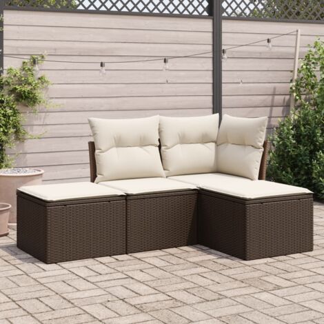 Set de sofás de jardín 4 pzas y cojines ratán sintético marrón vidaXL