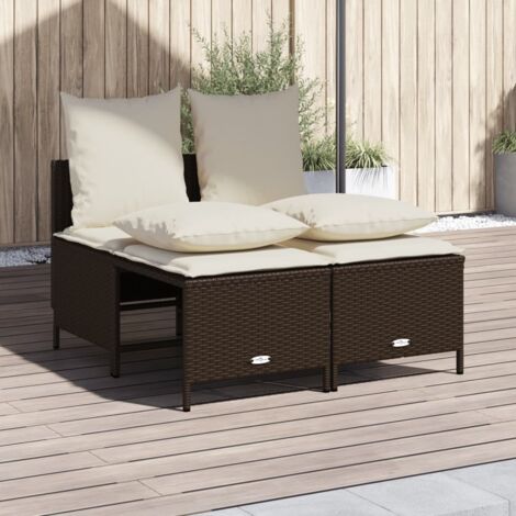 Set de sofás de jardín 4 pzas y cojines ratán sintético marrón vidaXL