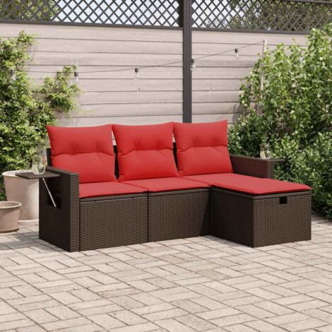 Set de sofás de jardín 4 pzas y cojines ratán sintético marrón vidaXL
