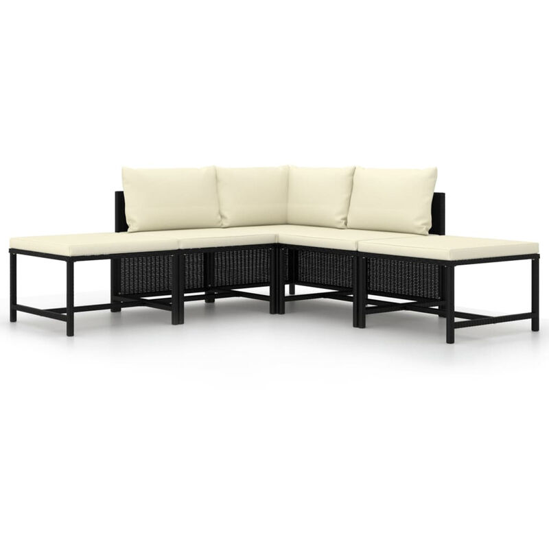 

Set de sofas de jardin 5 pzas y cojines ratan sintetico negro