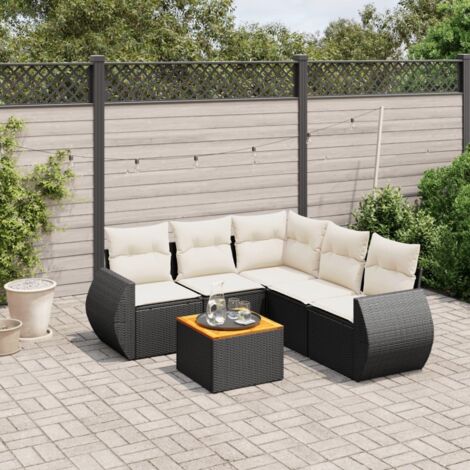 Set de sofás de jardín 6 piezas y cojines ratán sintético negro vidaXL