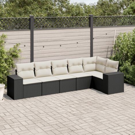 Set de sofás de jardín 6 piezas y cojines ratán sintético negro vidaXL