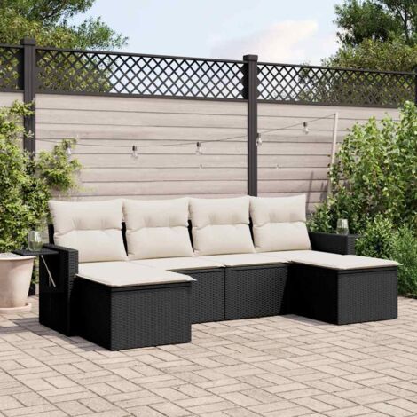 Set de sofás de jardín 6 piezas y cojines ratán sintético negro vidaXL