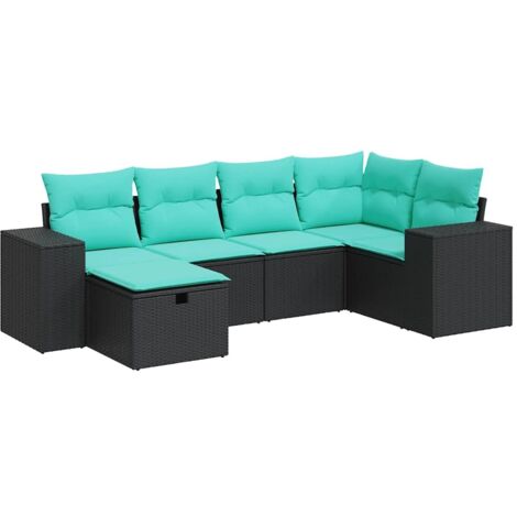 Set de sofás de jardín 6 piezas y cojines ratán sintético negro vidaXL