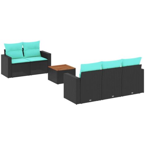 Set de sofás de jardín 6 pzas con cojines ratán sintético negro vidaXL
