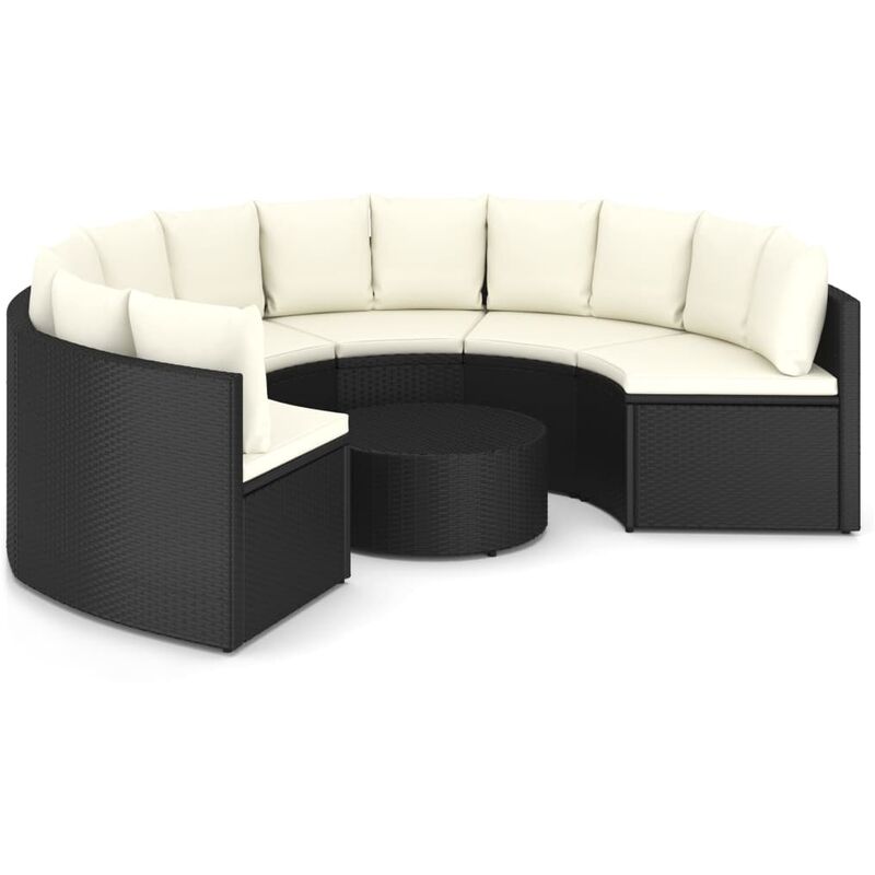 

Set de sofás de jardín 7 piezas y cojines ratán sintético negro