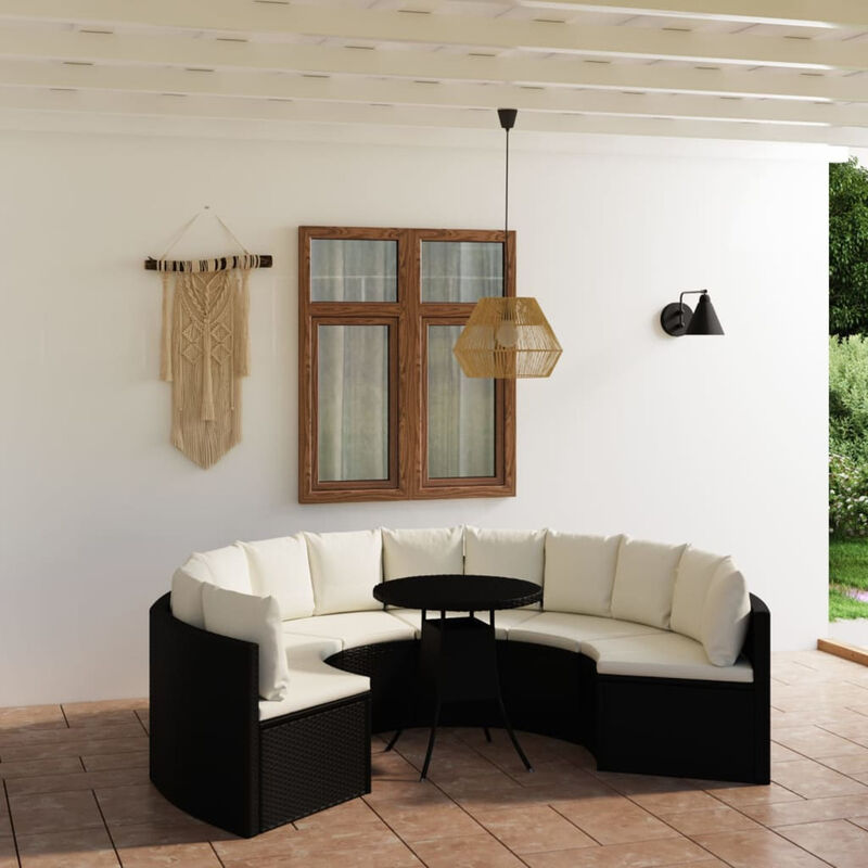 

Set de sofas de jardin 7 piezas y cojines ratan sintetico negro