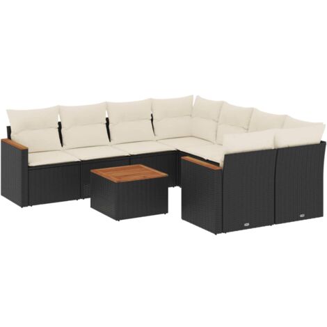 Set de sofás de jardín 8 piezas y cojines ratán sintético negro vidaXL